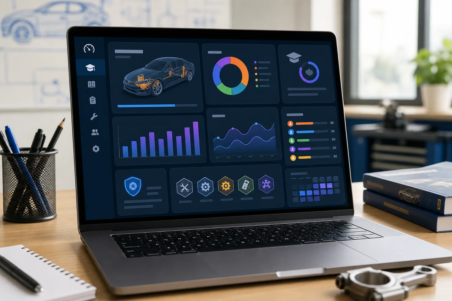 Laptop mit Lernmodulen